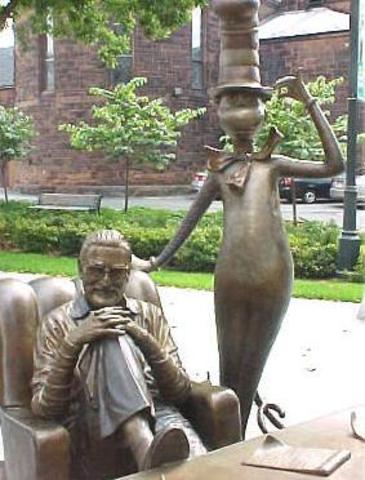The Dr. Seuss National Memorial Sculpture Garden is unveiled in Springfield, MA.