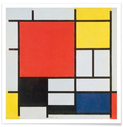 Composición II con rojo, azul y amarillo, Mondrian