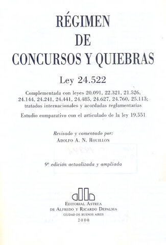 SANCION DE LA LEY 24.522 - CONCURSOS Y QUIEBRAS