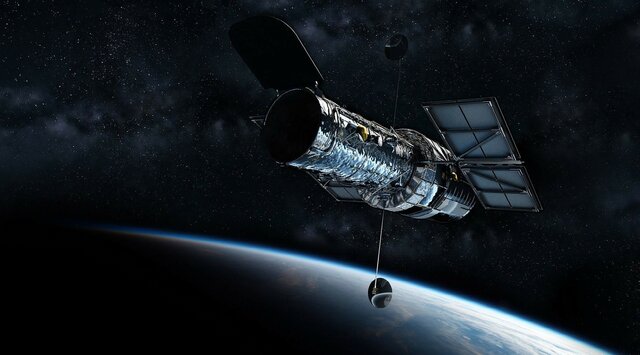 The Hubble telescope is launched into a low Earth orbit.