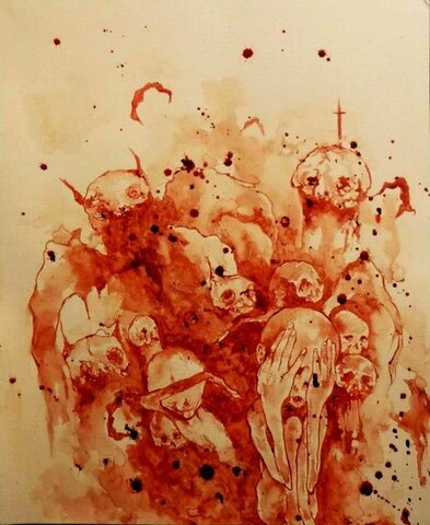 Human blood painting-Maxime Taccardi