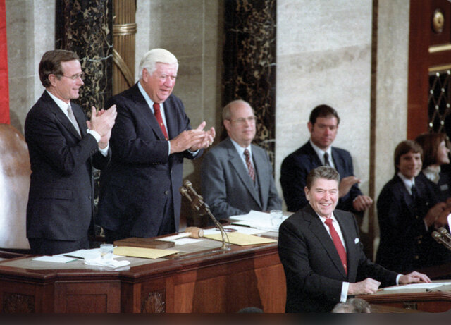 Reagan delivers his first state of the Union