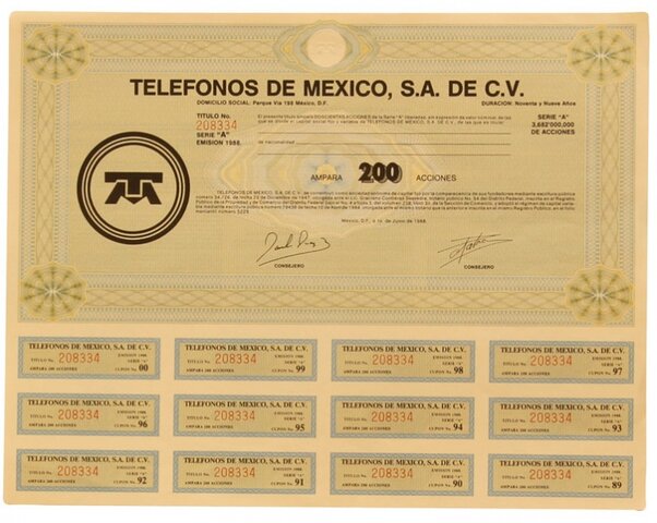 adquisición de acciones en TELMEX