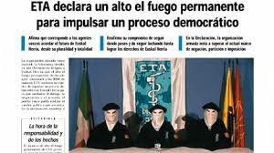 ETA anuncia el cese de la violencia.
