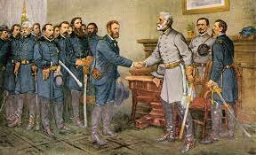 Robert E. Lee surrenders at Appomattox
