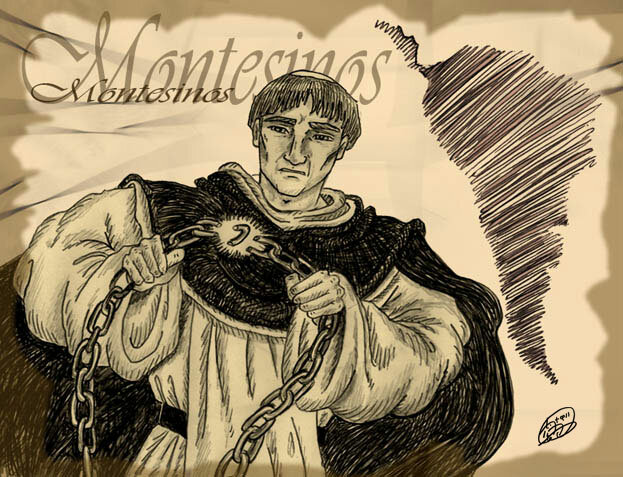 Fray Antonio Montesionos da su sermon en contra del maltrato a los indios.
