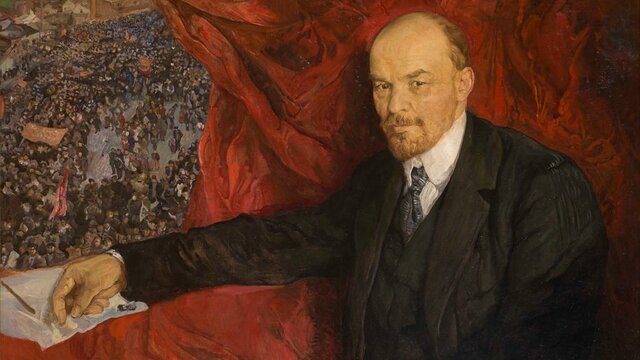Isaak Brodsky, V.I Lenin y Manifestación