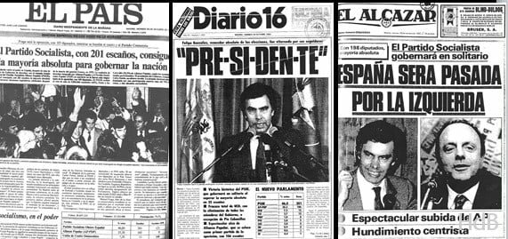 El PSOE gana las elecciones generales por mayoría absoluta y Felipe González se convierte en presidente del Gobierno. 1a legislatura. (28/octubre).
