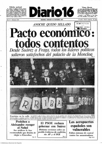 Firma de los Pactos de la Moncloa.