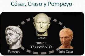 PRIMER TRIUNVIRATO ENTRE POMPEYO, MARCO LISINIO CRASO Y CAYO JULIO CESAR