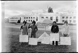 Aboriginal tent embassy set up in canberra.