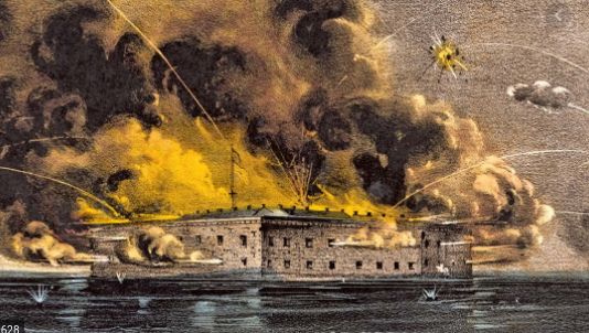 Confederate forces fire on Fort Sumter