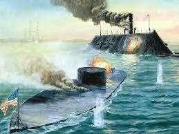The Merrimac and the Monitor fight of the Virginia coast
