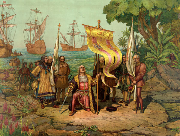 Christopher Columbus reaches the New World.