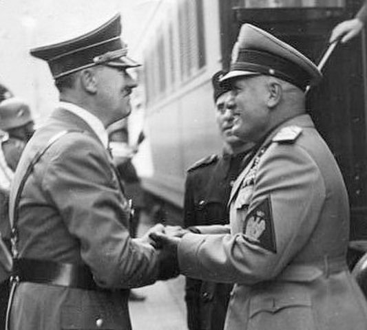 Britain’s Neville Chambelin and Hitler meet at the Munich Conference