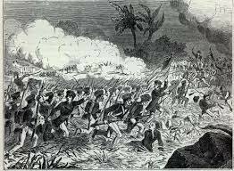 Batalla de Churubusco. El ejército mexicano en conjunto con el Batallón de San Patricio hacen frente a los estadounidenses al mando del Gral Twiggs