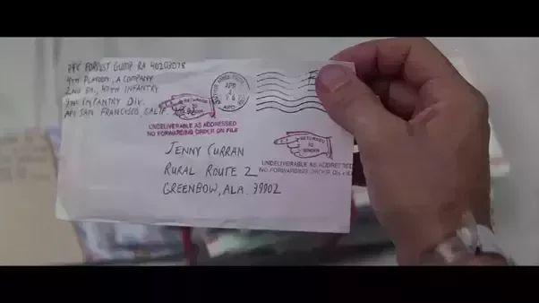 Forrest receives a letter from Jenny