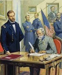 Robert E. Lee surrenders at Appomattox