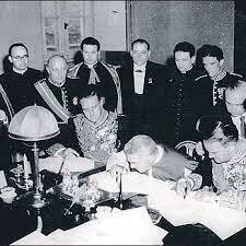 Firma del Concordato con el Vaticano y de los Acuerdos con Estados Unidos.