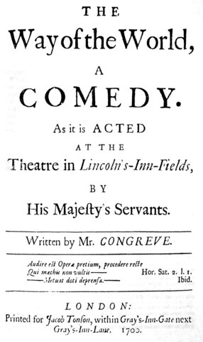 William Congreve and his comedy "The Way of the World"