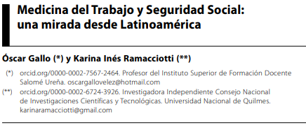 Medicina del Trabajo y Seguridad Social.