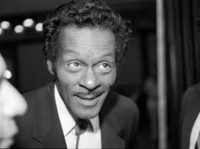 Chuck Berry records "Maybellene" with Jerome Green and Willie Dixon.[103] This song, along with Bo Diddley's "Bo Diddley" and "Pretty Thing", popularize the use of the guitar as the "focal instrument" of rhythm and blues.