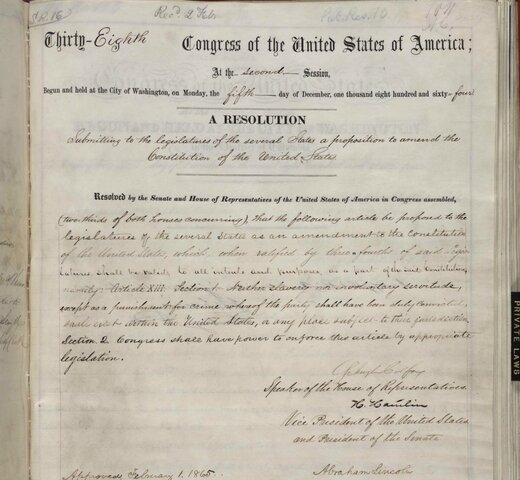 Congress passes the 13th Amendment