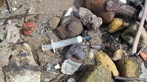 Hypodermics on the shore