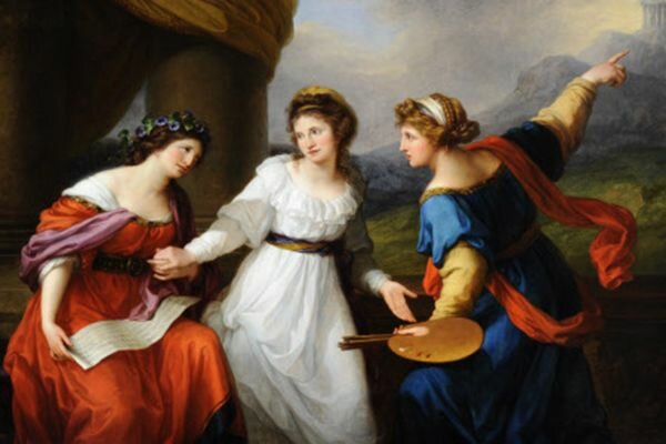 Self-portrait of the Artist hesitating between the Arts of Music and Painting-Angelica Kauffman