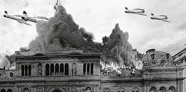 Bombardeos en la Plaza de Mayo.