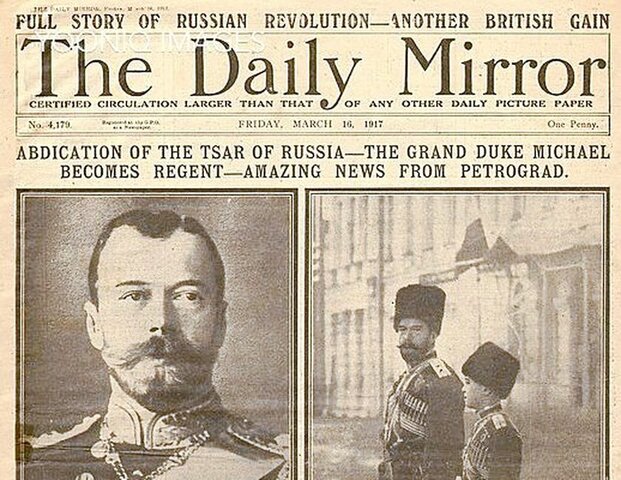 Mar 2, 197, El Zar Nicolás II abdica