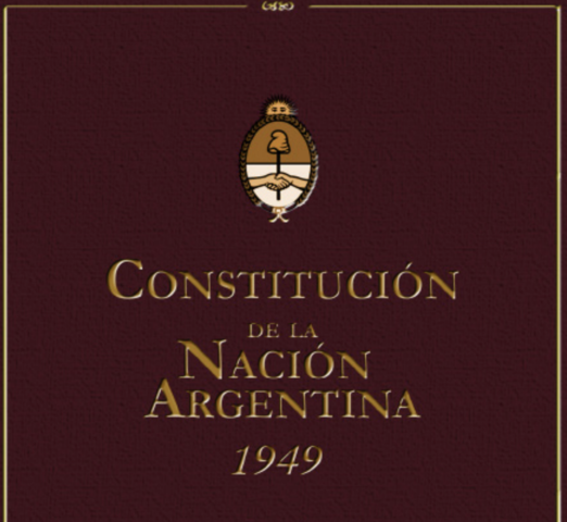 Reforma de la Constitución Nacional de 1949 con la "reelección inmediata del presidente".