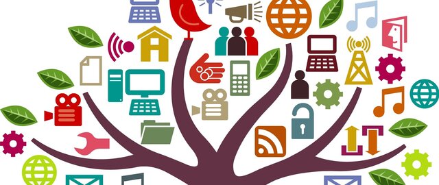 1960 Auge de medios de comunicación, lenguaje logo