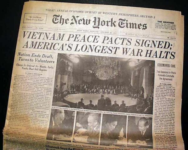 Paris Peace Accords between the USA and North Vietnam