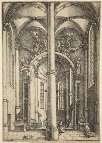 S. XVI RENAIXEMENT Interior of the Church of Saint Katherine with Parable of the Pharisee and the Publican