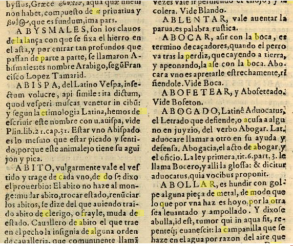 El tesoro de la lengua castellana o española de Covarrubias