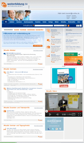 Neugestaltung der Startseite sowie inhaltliche Neuerungen