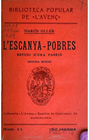 1884, "L'escanyapobres" de Narcís Oller