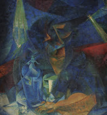 Donna al caffe - Compenetrazione di luci e piani, Umberto Boccioni