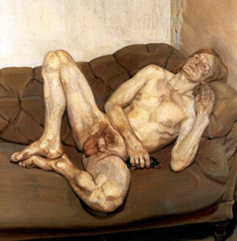 Hombre desnudo con rata