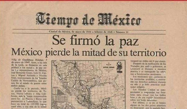 FIRMA DEL TRATADO DE GUADALUPE HIDALGO, MÉXICO PIERDE MAS DE LA MITAD DE SU TERRITORIO