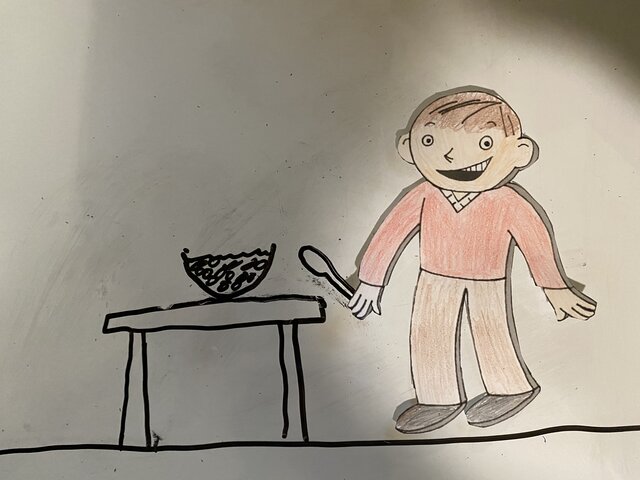 Clément mange de petit déjeuner