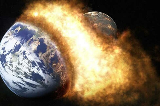 La tierra choca con otro planeta