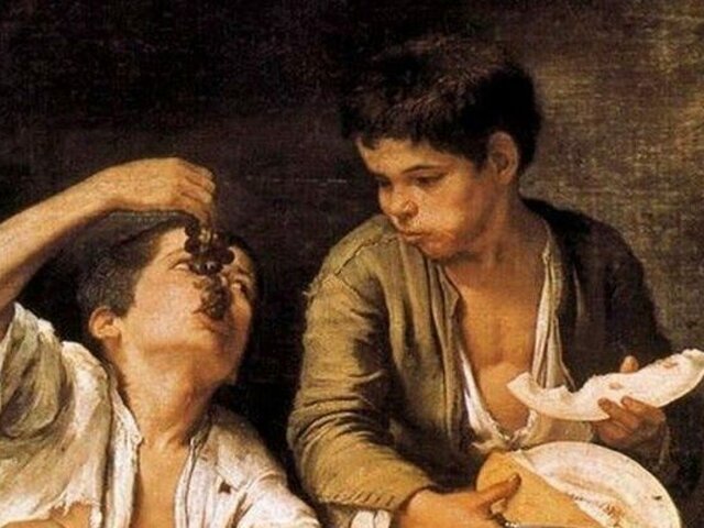 Niños Comiendo Uvas y Melón