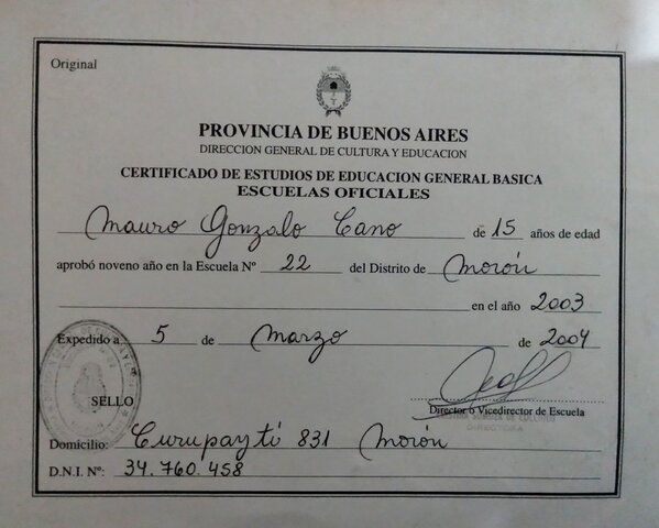 Finalización del Nivel primario