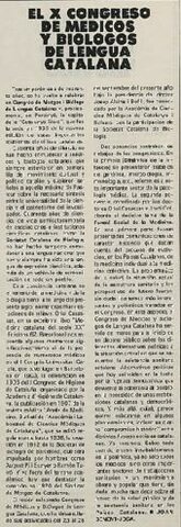 Décimo Congreso de Médicos y Biólogos de Lengua Catalana.