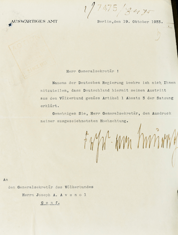 Alemania abandona la Sociedad de Naciones