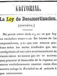 LEY DE DESAMORTIZACIÓN DE LOS BIENES ECLESIÁSTICOS