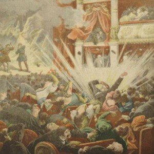 Llançament d’una bomba al teatre del Liceu