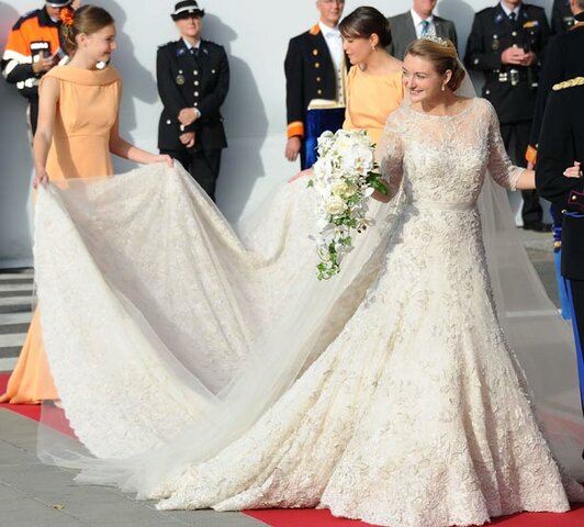 Wedding dress for Countess Stéphanie de Lannoy: The purpose of the dress was for it to be worn at Countess Stéphanie's wedding to Prince Guillaume, Hereditary Grand Duke of Luxembourg.